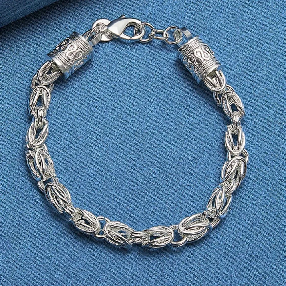 Awesome Byzantine 8 Inch Dragon Style Bracelet Stamped 925 Solid Sterling Silver - Picture 4 of 7